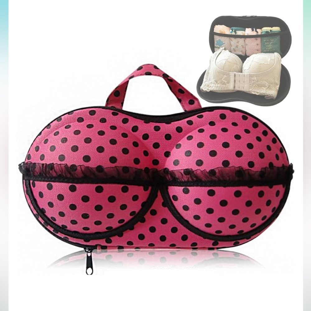 Bra Travel Case Pink Polka Dot